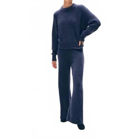 NEW WHITE + WARREN boucle cashmere blend sweatpants in indigo - Picture 3 of 4